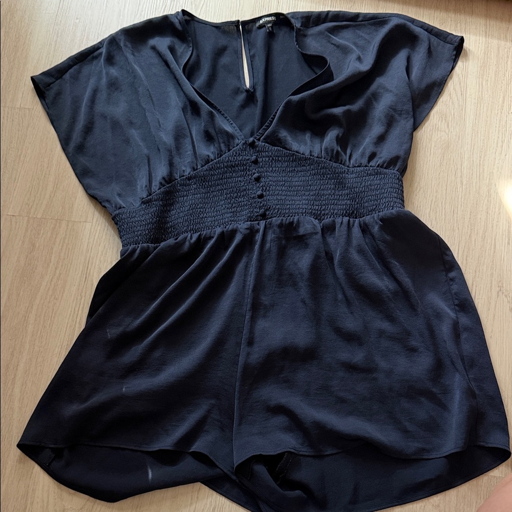 Express Navy Keyhole Shorts Romper